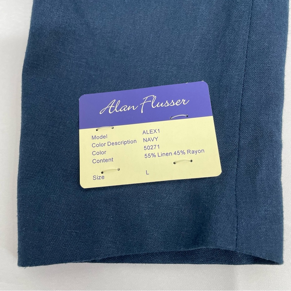 NWT Alan Flusser Alex1 Sport Coat Blazer Men’s L Navy Linen Blend Unstructured - Picture 9 of 9
